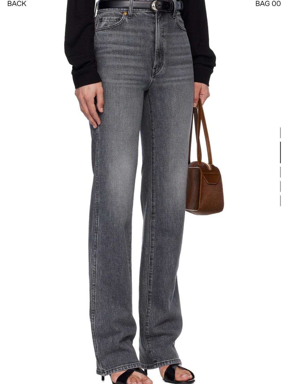 KHAITE Danielle - Warwick Gray Straight Leg High-Rise Jeans